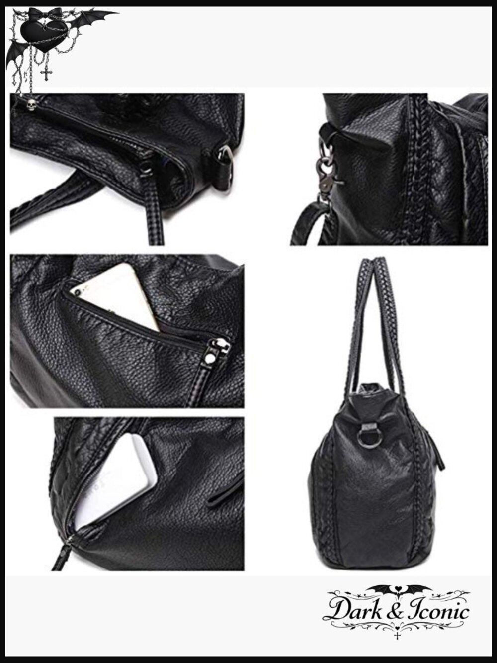 Large Slouchy Hobo Tote Bag Oversized Shoulder Handbag Multi-Pockets - Picture 6 of 7